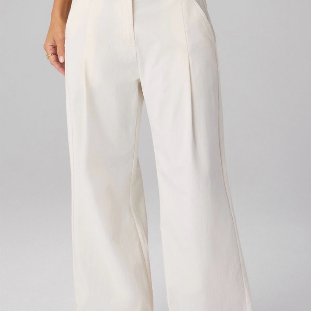 Fabletics Cream Wide-Leg High-Rise Pants